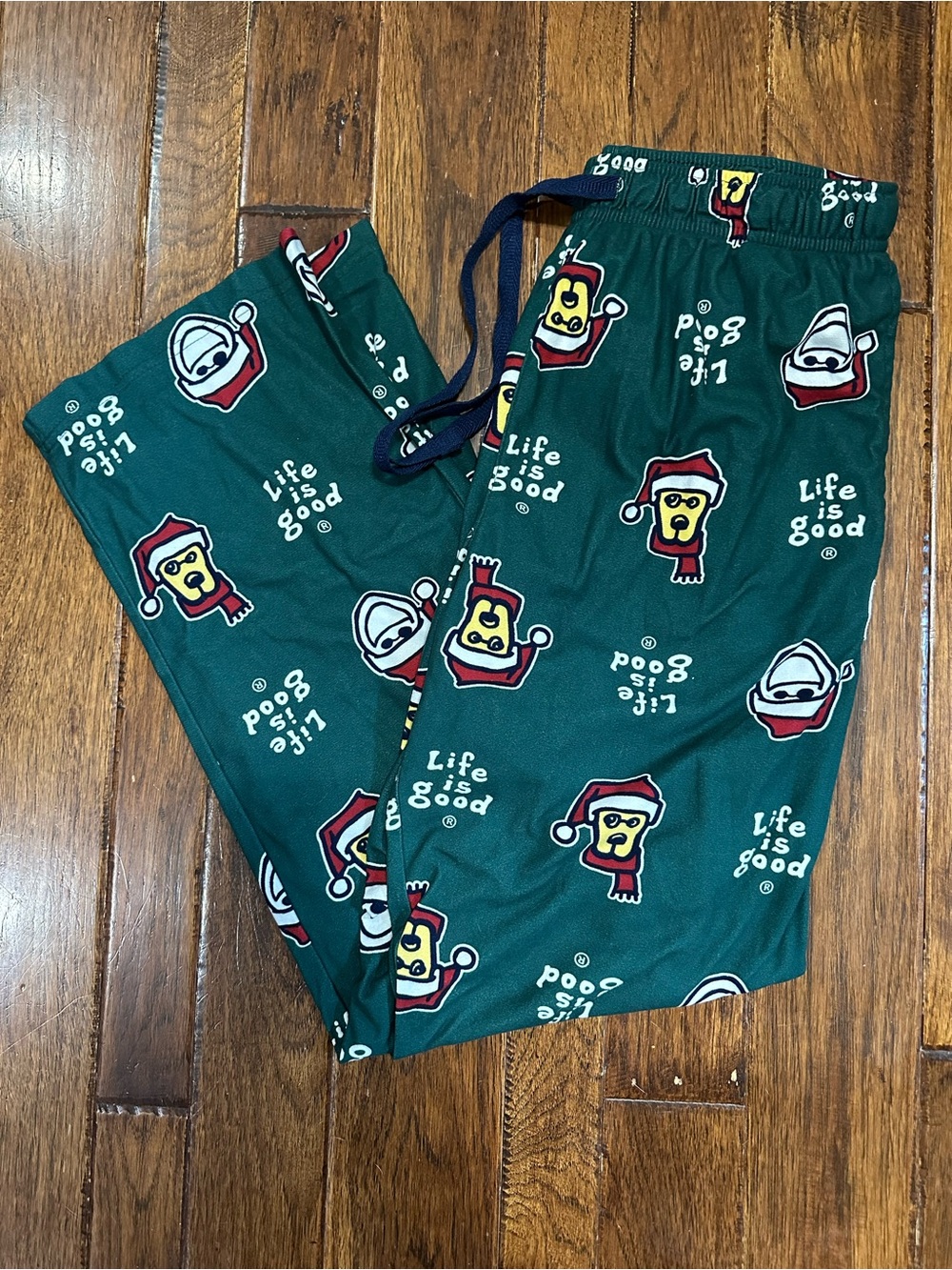Life Is Good Dog Christmas Holiday Mens Sleepwear Lounge Pants Green Medium